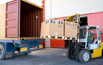Pallets being loaded onto lorry