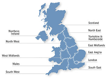 Regional map of the UK